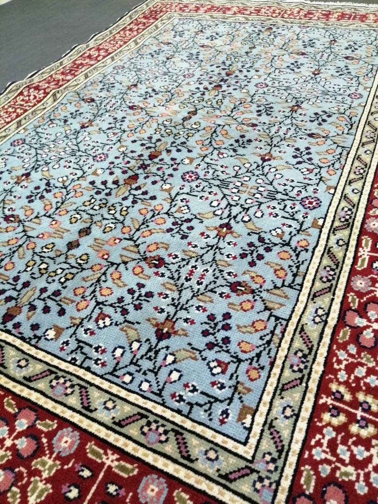 Blue Turkish Runner Rug 3' 8" x 5' 8" Hand-Knotted | No. WR82544
