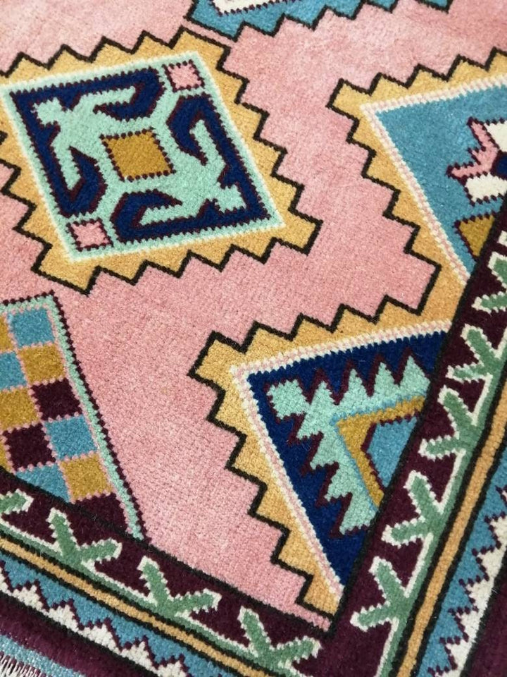 Pink Turkish Oushak Rug 2' 11" x 4' 7" Hand-Knotted border