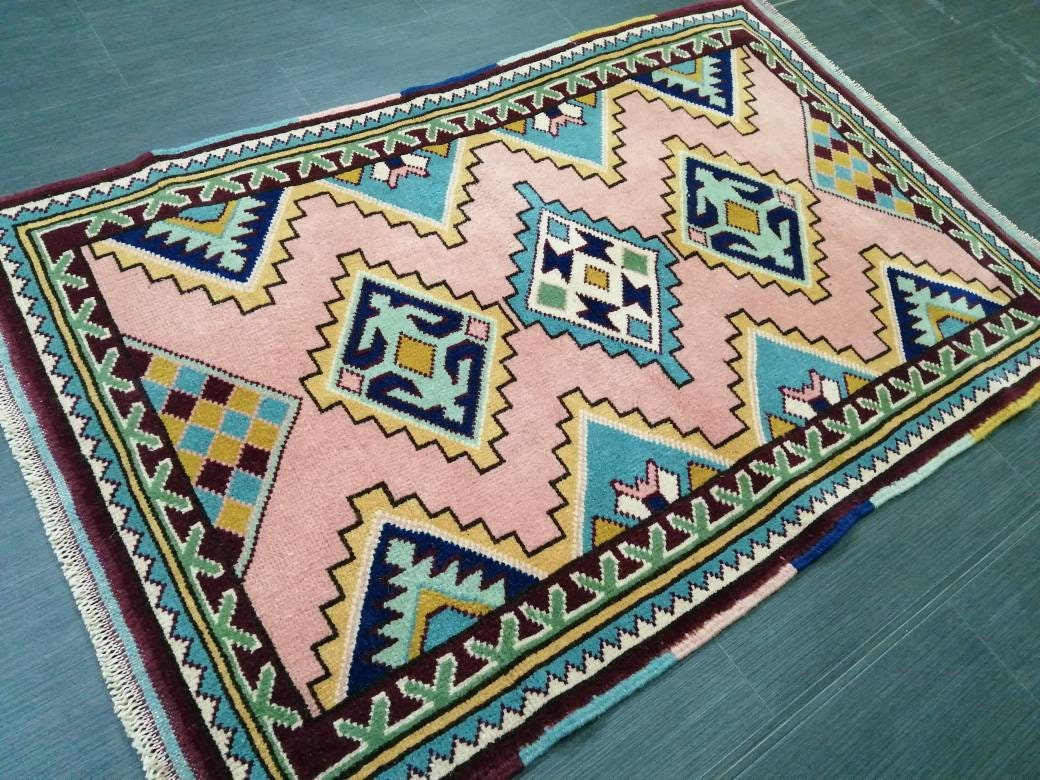 Pink Turkish Oushak Rug 2' 11" x 4' 7" Hand-Knotted view 9