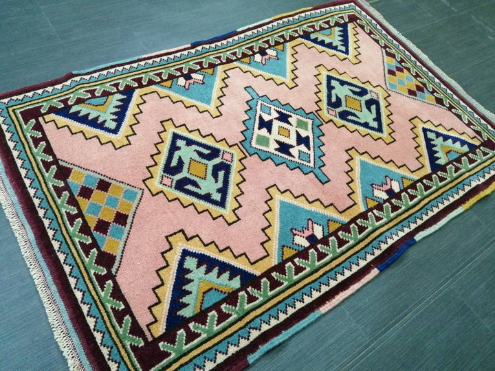 Pink Turkish Oushak Rug 2' 11" x 4' 7" Hand-Knotted view 9