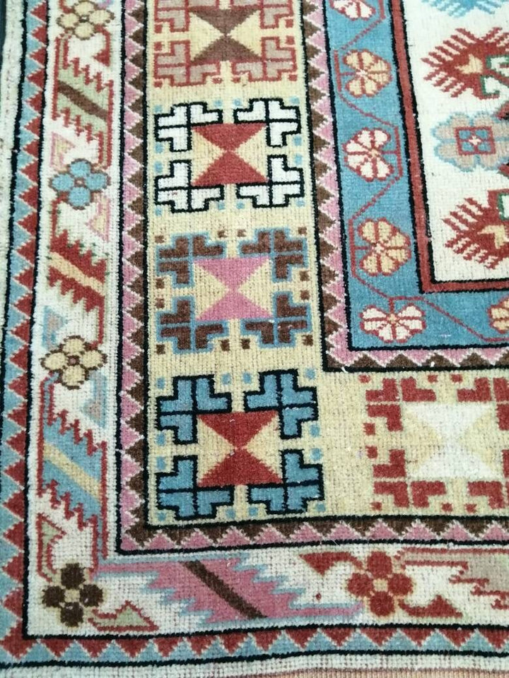 Navy Turkish Runner Rug 3' 10" x 6' 7" Hand-Knotted detail