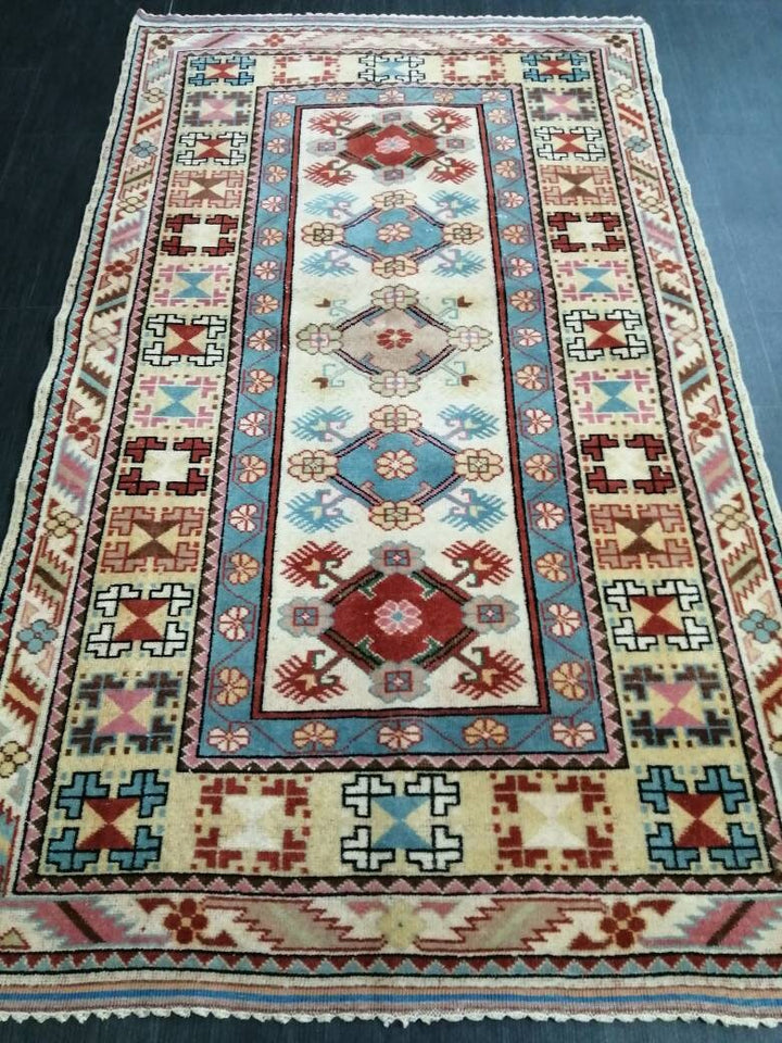 Navy Turkish Runner Rug 3' 10" x 6' 7" Hand-Knotted view 9