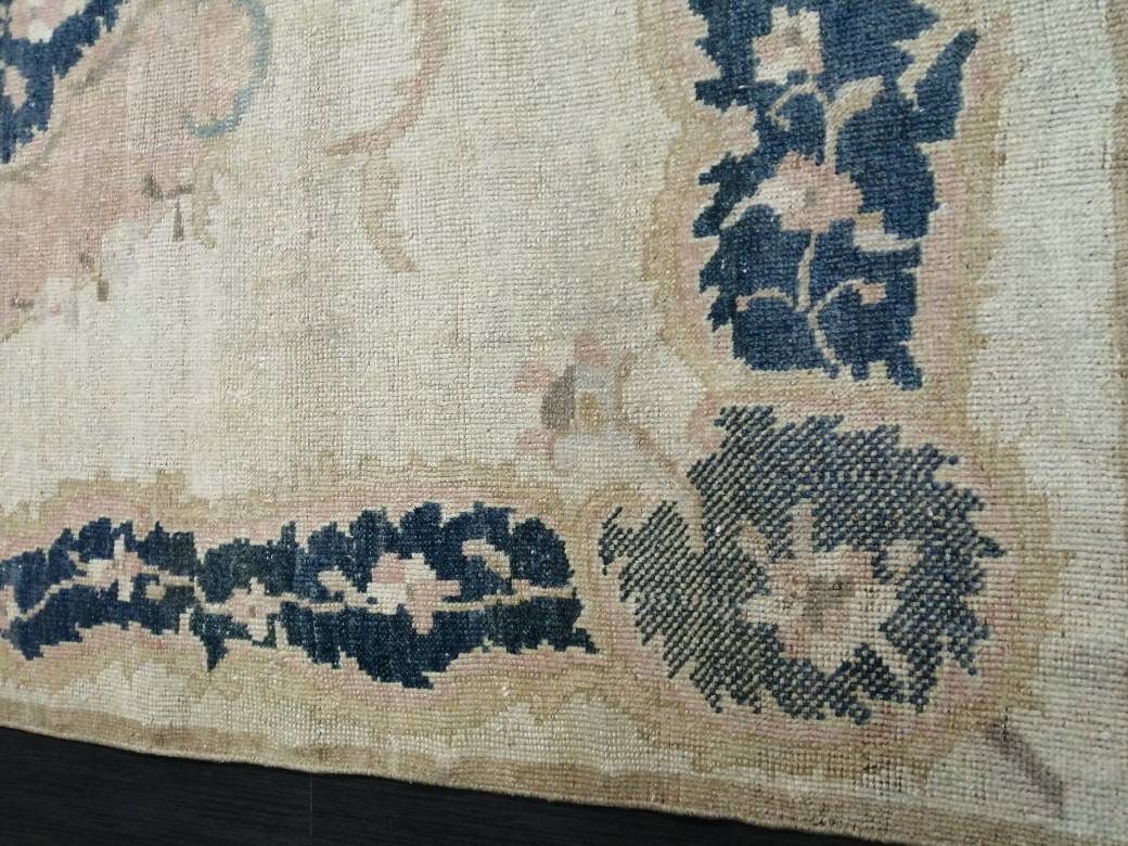 Blue Turkish Runner Rug 4' 11" x 9' 3" Hand-Knotted | No. WR65022