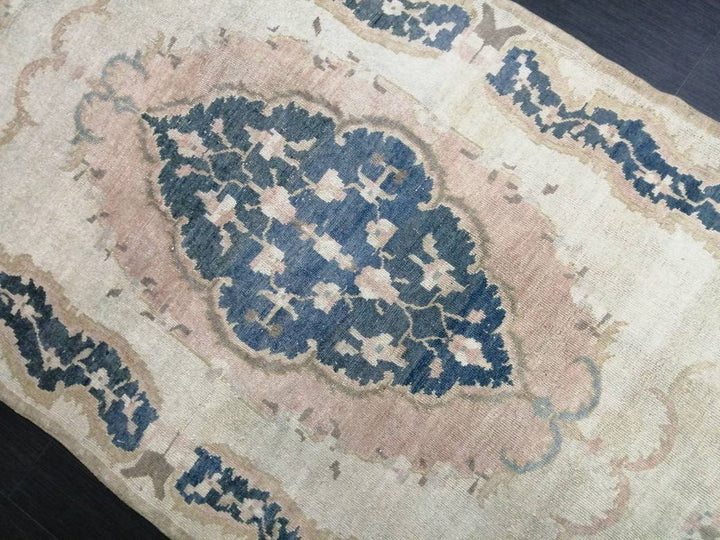 Blue Turkish Runner Rug 4' 11" x 9' 3" Hand-Knotted | No. WR65022