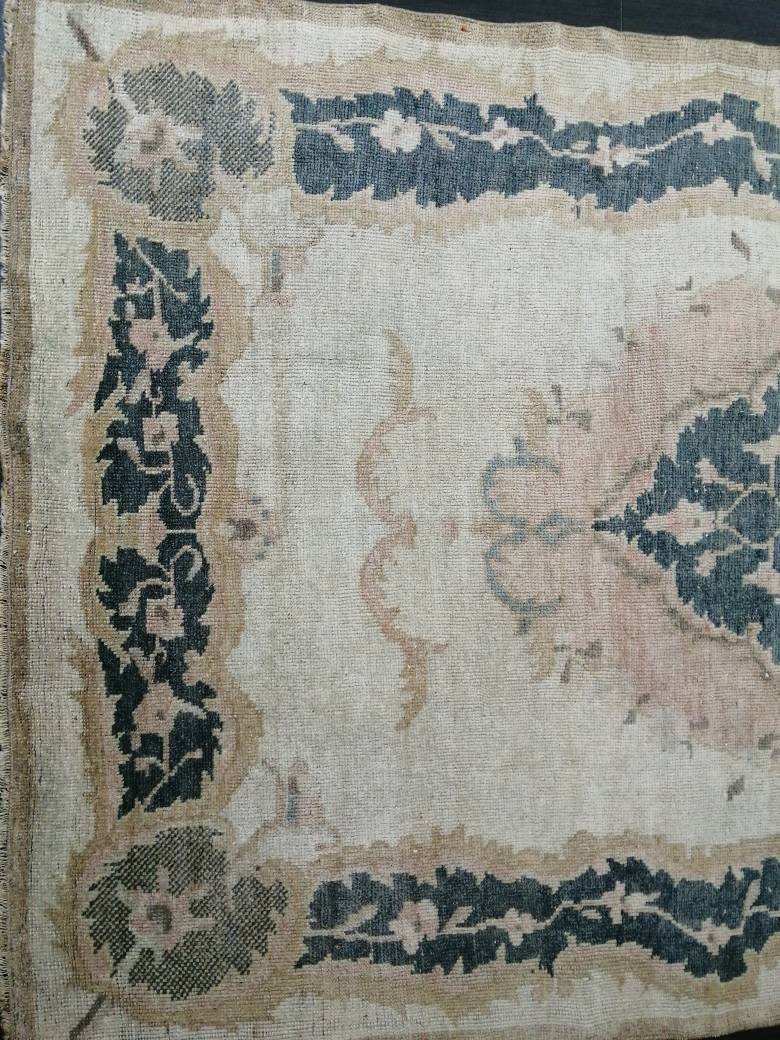 Blue Turkish Runner Rug 4' 11" x 9' 3" Hand-Knotted | No. WR65022