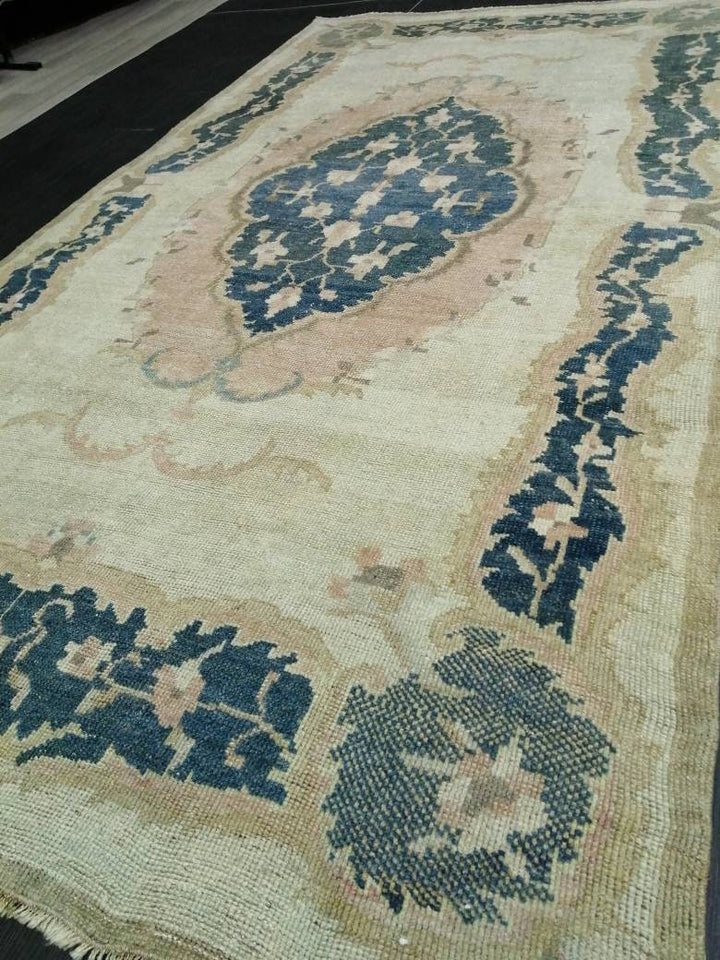 Blue Turkish Runner Rug 4' 11" x 9' 3" Hand-Knotted | No. WR65022