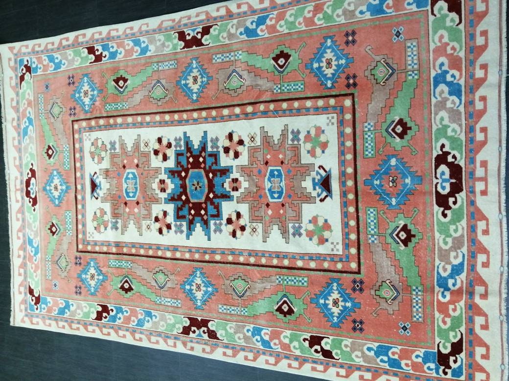 Blue Turkish Runner Rug 6' 4" x 9' 11" Hand-Knotted | No. WR32449