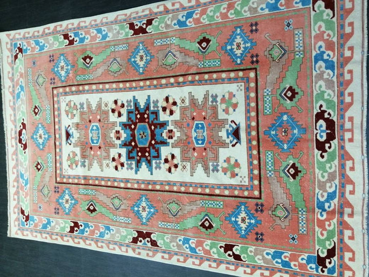 Blue Turkish Runner Rug 6' 4" x 9' 11" Hand-Knotted | No. WR32449
