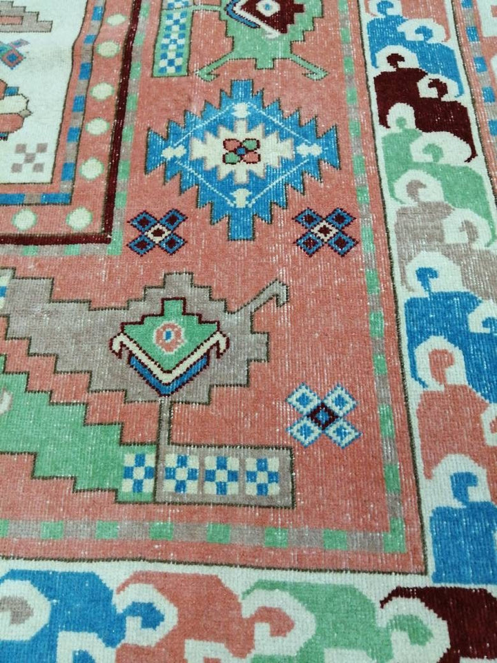 Blue Turkish Runner Rug 6' 4" x 9' 11" Hand-Knotted | No. WR32449