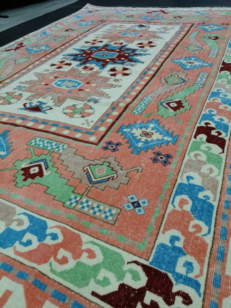 Blue Turkish Runner Rug 6' 4" x 9' 11" Hand-Knotted | No. WR32449