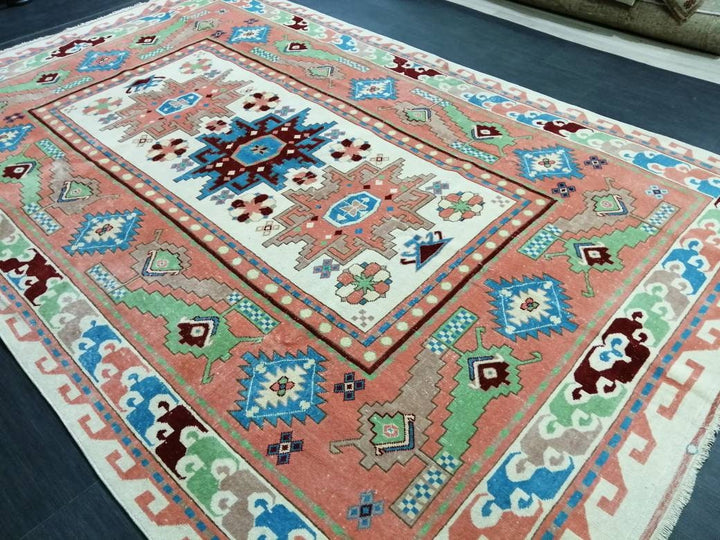 Blue Turkish Runner Rug 6' 4" x 9' 11" Hand-Knotted | No. WR32449