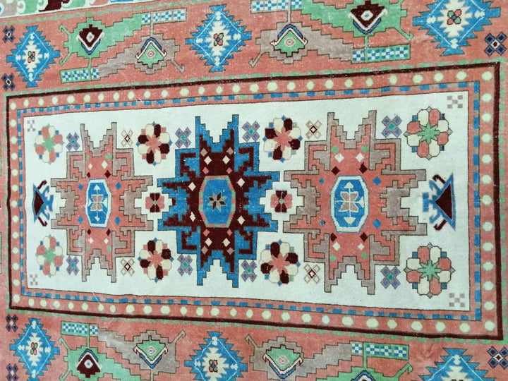 Blue Turkish Runner Rug 6' 4" x 9' 11" Hand-Knotted | No. WR32449