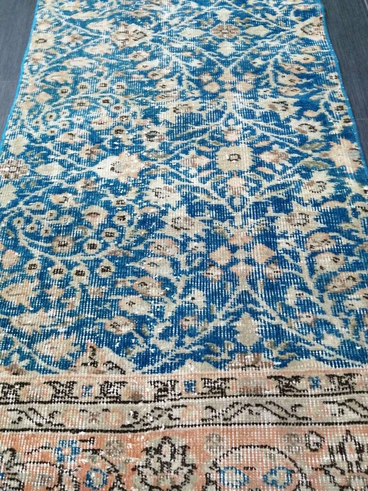 Blue Turkish Runner Rug 2' 1" x 9' 6" Hand-Knotted | No. WR65725