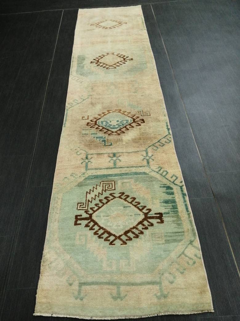 Rust Turkish Runner Rug 2' 3" x 9' 5" Hand-Knotted pattern