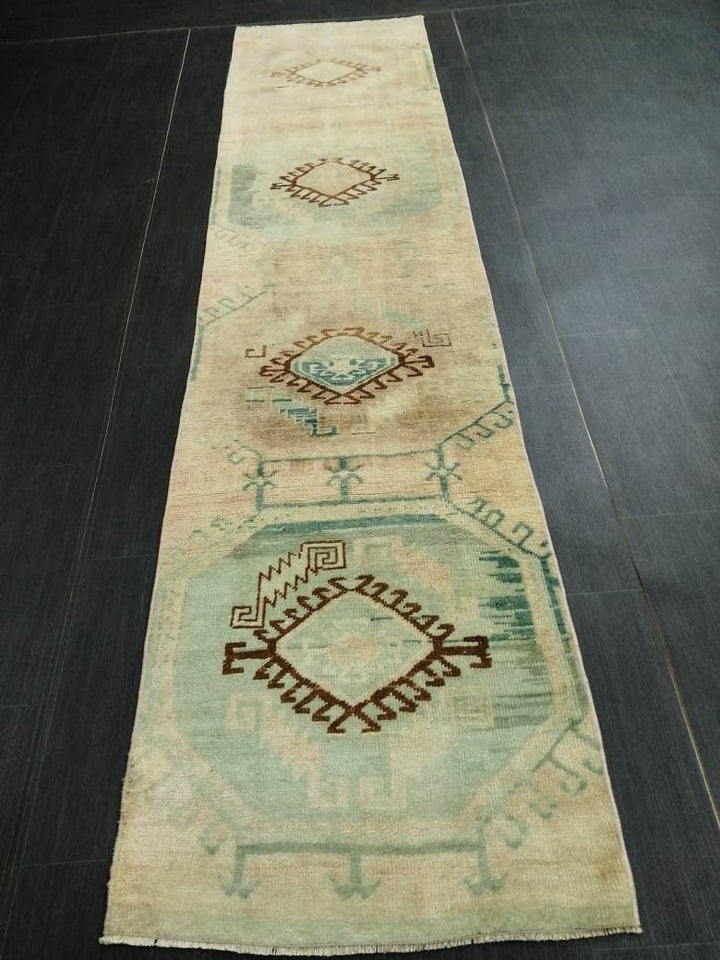 Rust Turkish Runner Rug 2' 3" x 9' 5" Hand-Knotted pattern