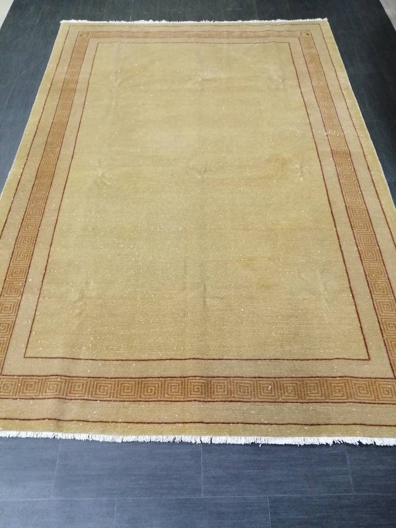 Brown Turkish Oushak Rug 6' 6" x 9' 7" Hand-Knotted | No. WR66359
