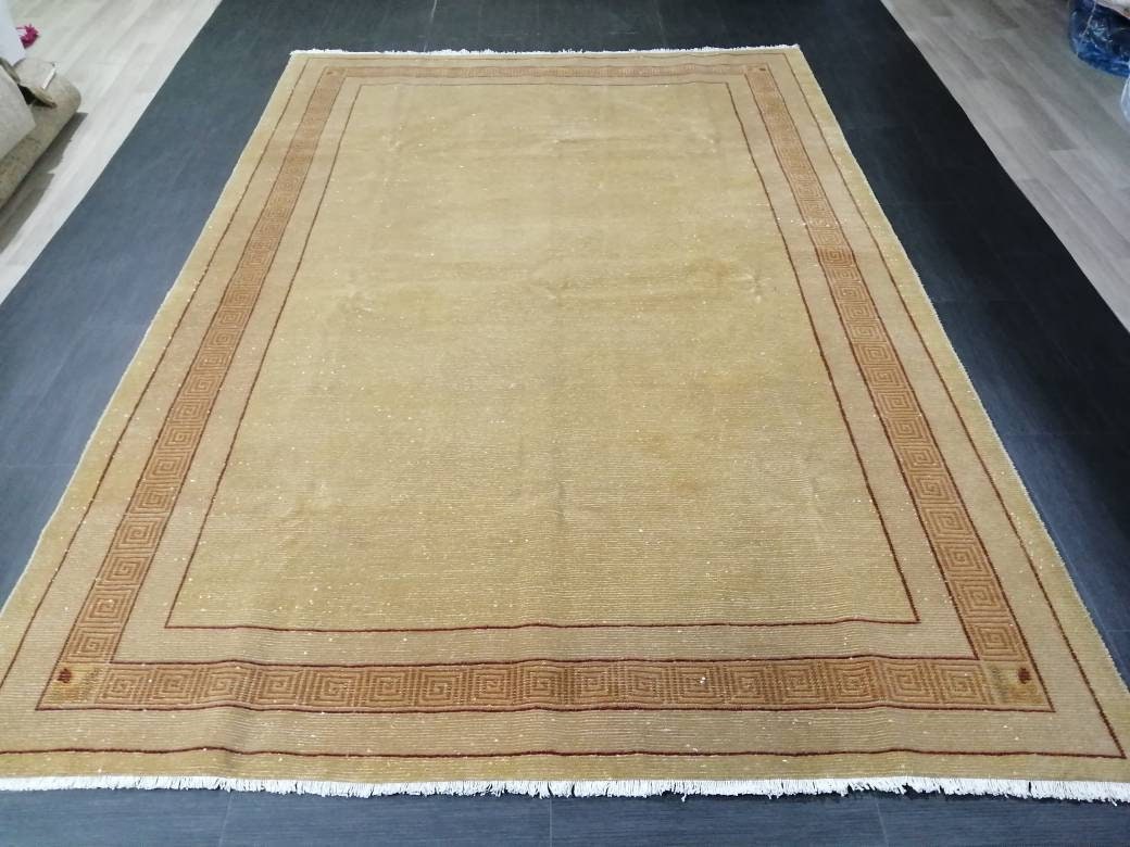 Brown Turkish Oushak Rug 6' 6" x 9' 7" Hand-Knotted | No. WR66359