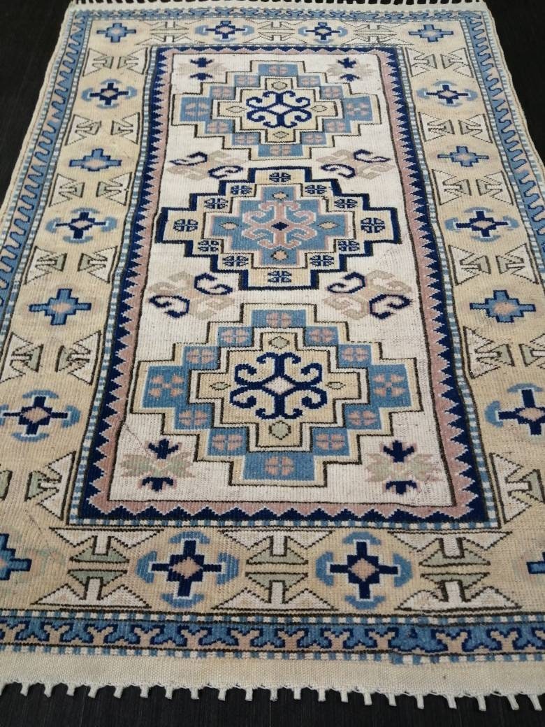 Blue Turkish Oushak Rug 3' 11" x 5' 8" Hand-Knotted | No. WR36209