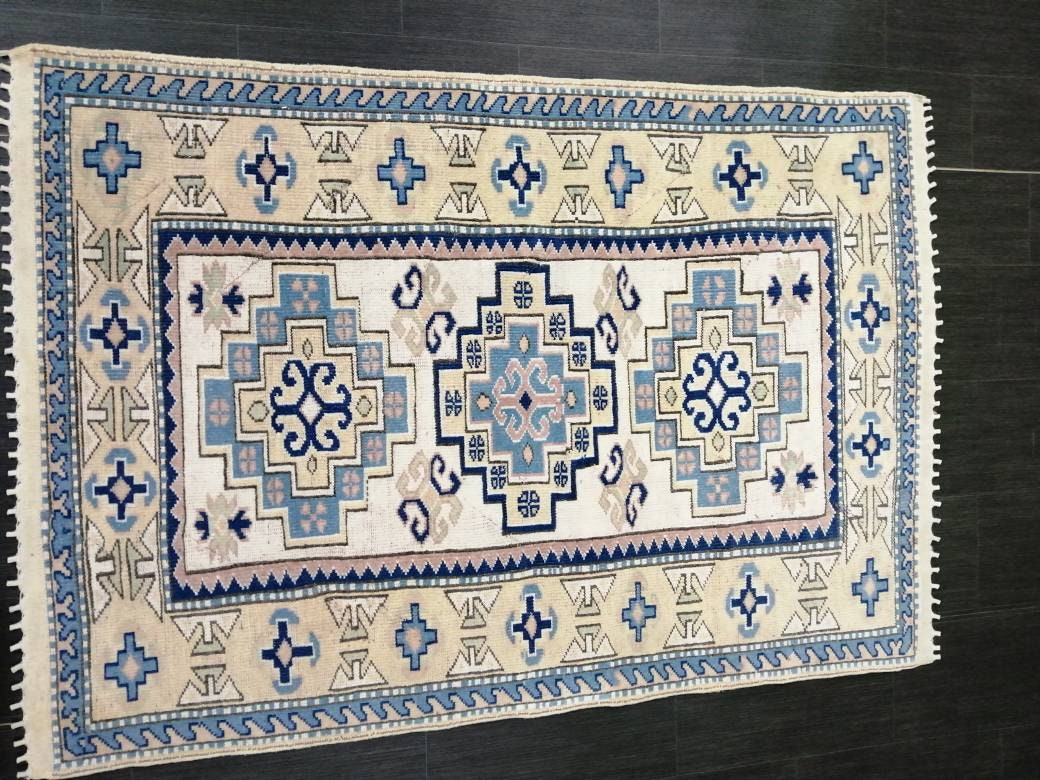 Blue Turkish Oushak Rug 3' 11" x 5' 8" Hand-Knotted | No. WR36209