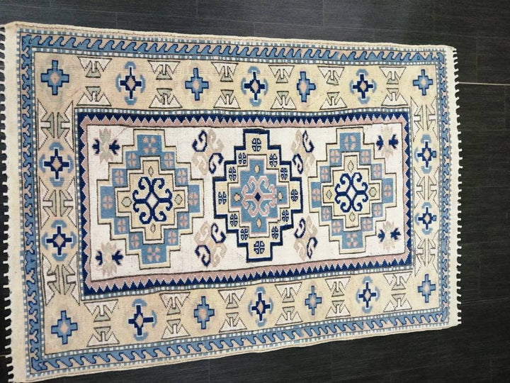 Blue Turkish Oushak Rug 3' 11" x 5' 8" Hand-Knotted | No. WR36209