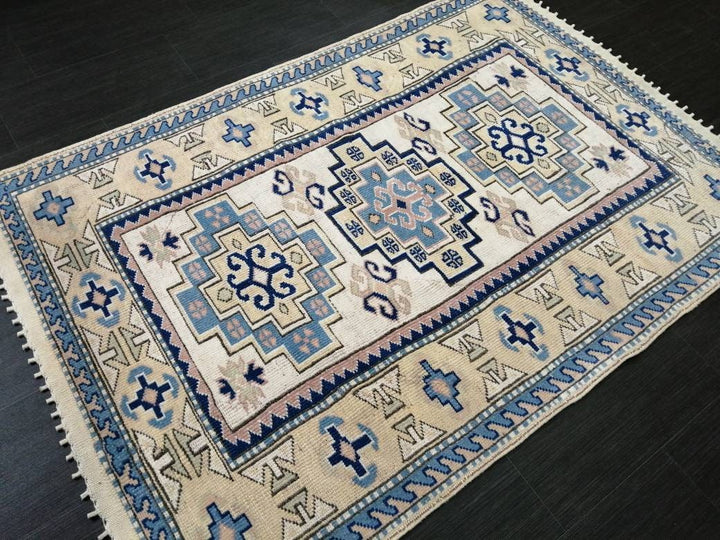 Blue Turkish Oushak Rug 3' 11" x 5' 8" Hand-Knotted | No. WR36209