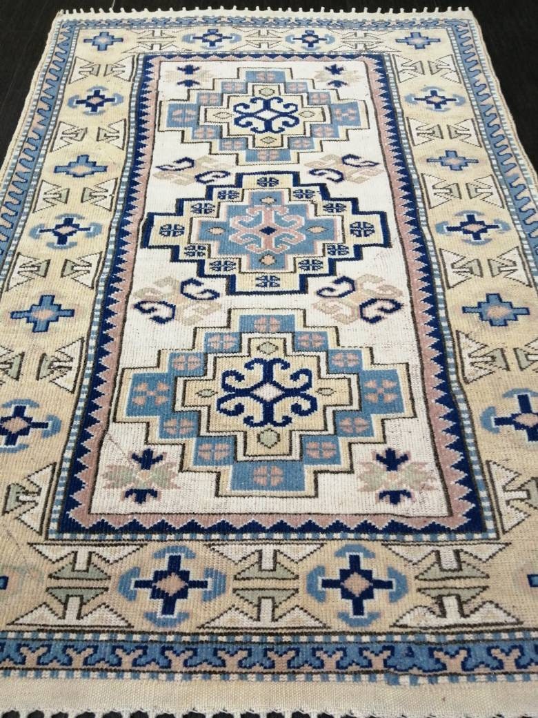 Blue Turkish Oushak Rug 3' 11" x 5' 8" Hand-Knotted | No. WR36209