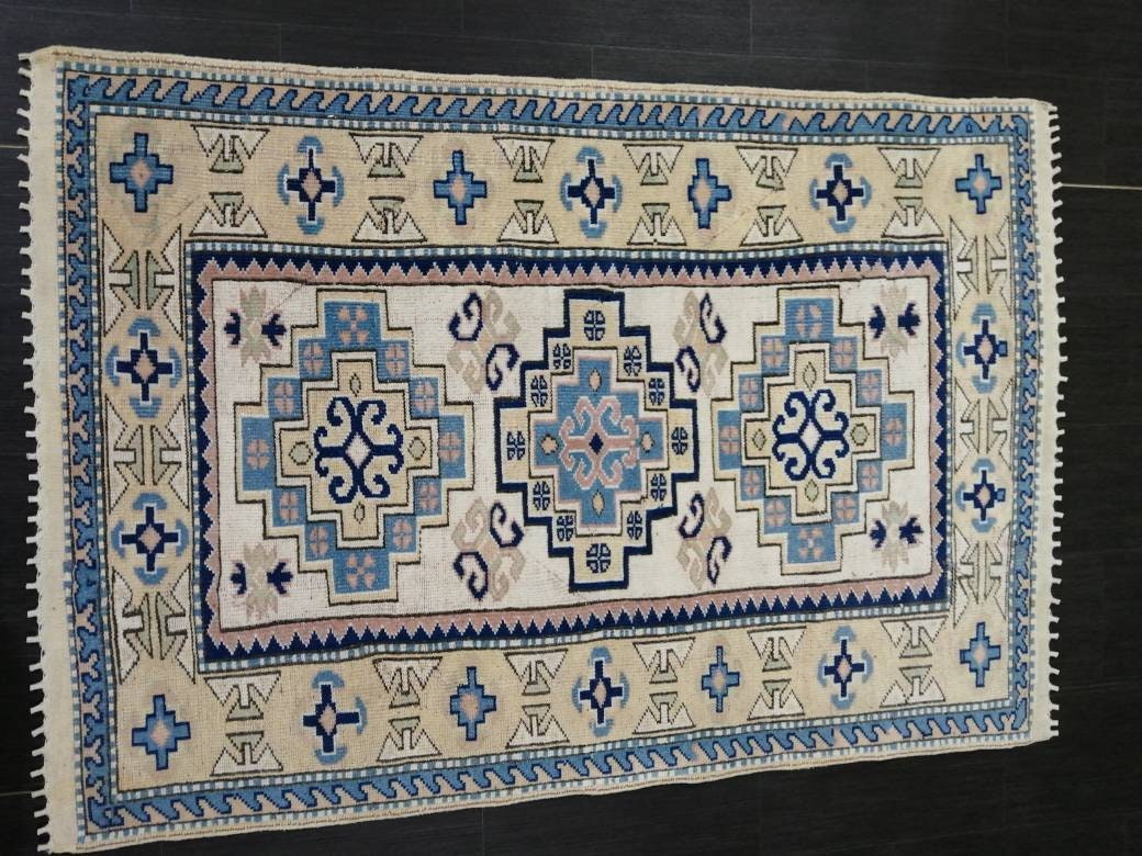 Blue Turkish Oushak Rug 3' 11" x 5' 8" Hand-Knotted | No. WR36209