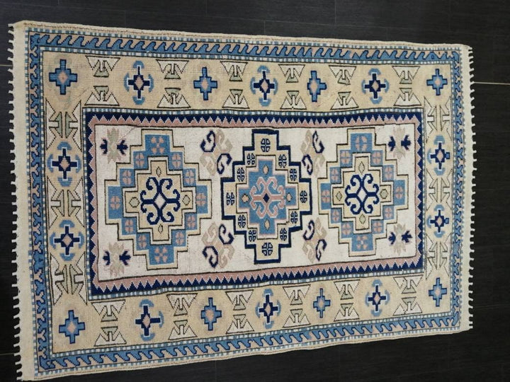 Blue Turkish Oushak Rug 3' 11" x 5' 8" Hand-Knotted | No. WR36209