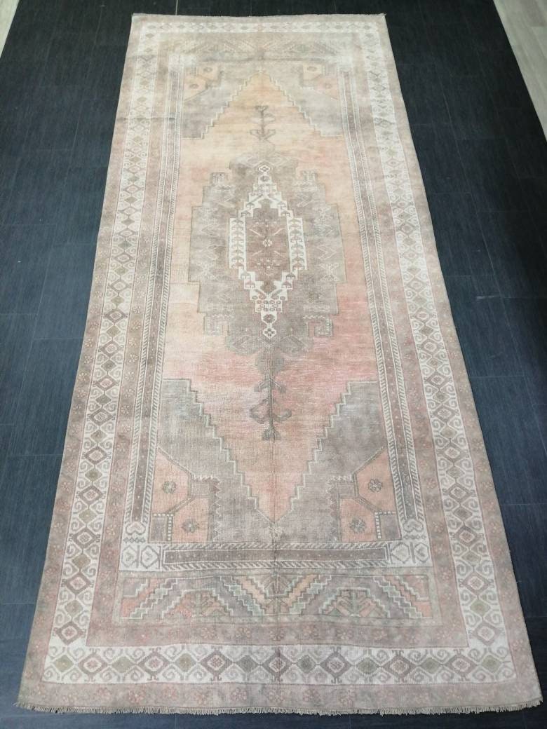 Beige Turkish Runner Rug 4' 11" x 11' 8" Hand-Knotted view