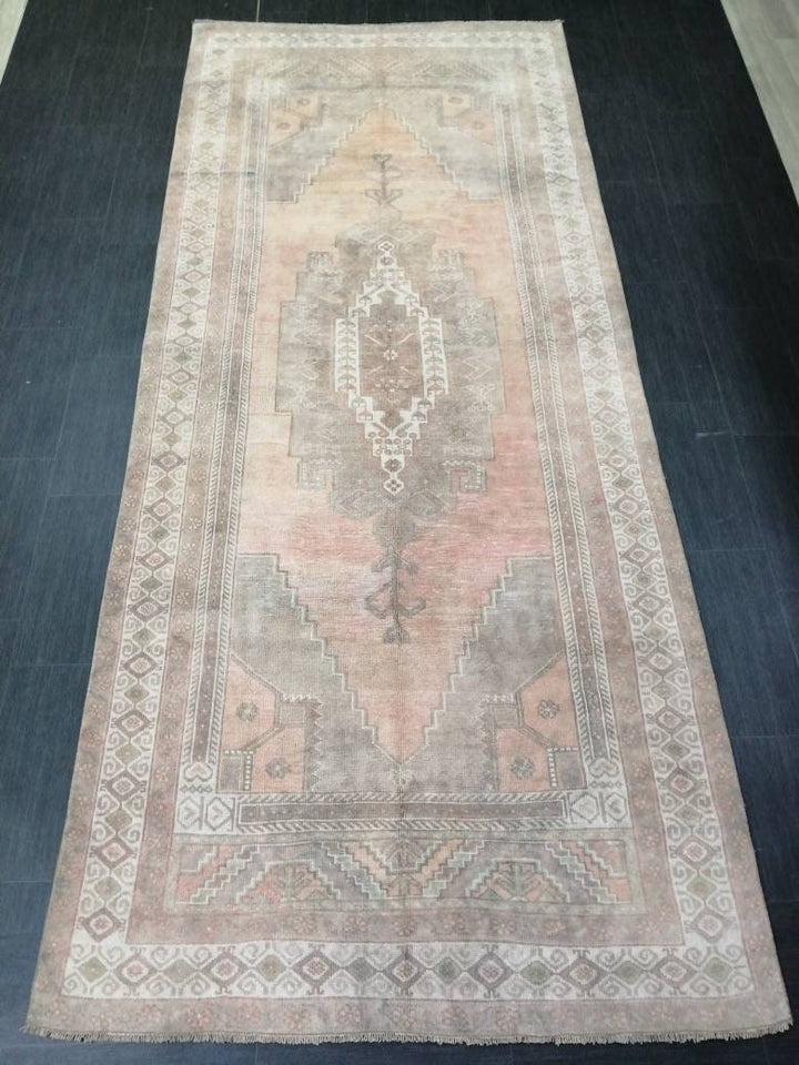 Beige Turkish Runner Rug 4' 11" x 11' 8" Hand-Knotted view