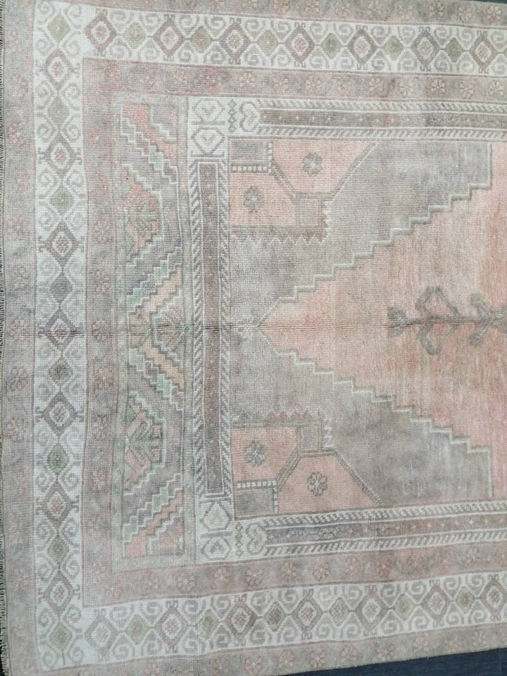 Beige Turkish Runner Rug 4' 11" x 11' 8" Hand-Knotted pattern