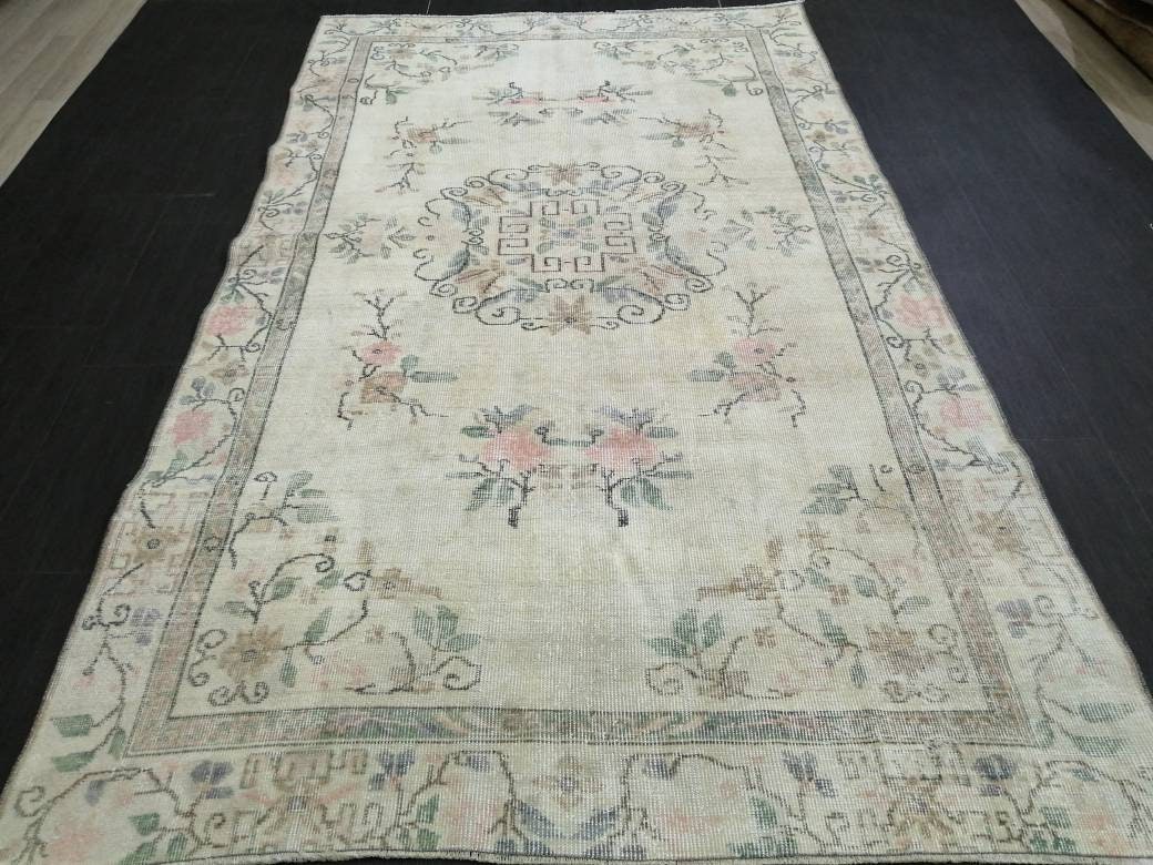 Rust Turkish Runner Rug 5' 1" x 8' 8" Hand-Knotted close-up