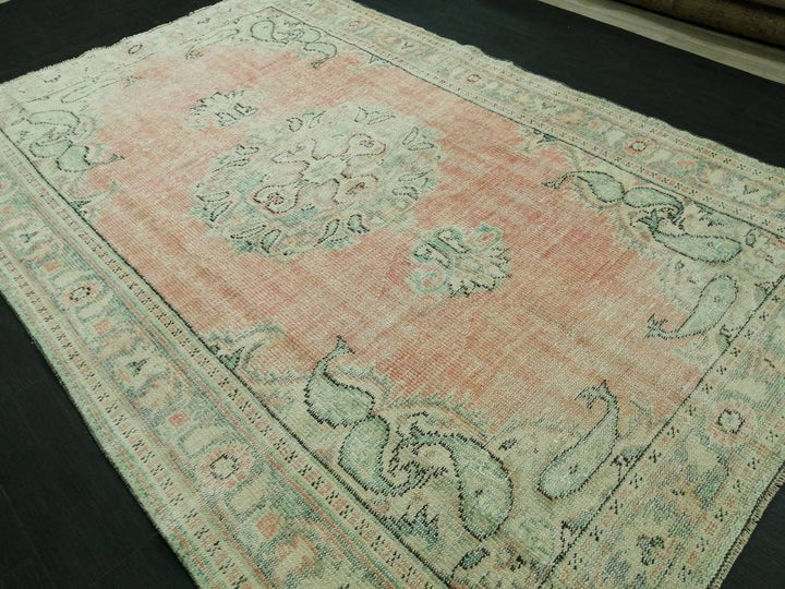 Pink Turkish Runner Rug 5' 10" x 8' 8" Hand-Knotted view 9