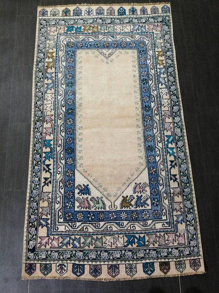Rust Turkish Runner Rug 3' 9" x 7' Hand-Knotted close-up