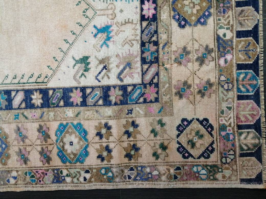 Rust Turkish Runner Rug 3' 9" x 6' Hand-Knotted border
