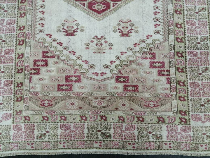 Pink Turkish Oushak Rug 5' 4" x 7' Hand-Knotted detail