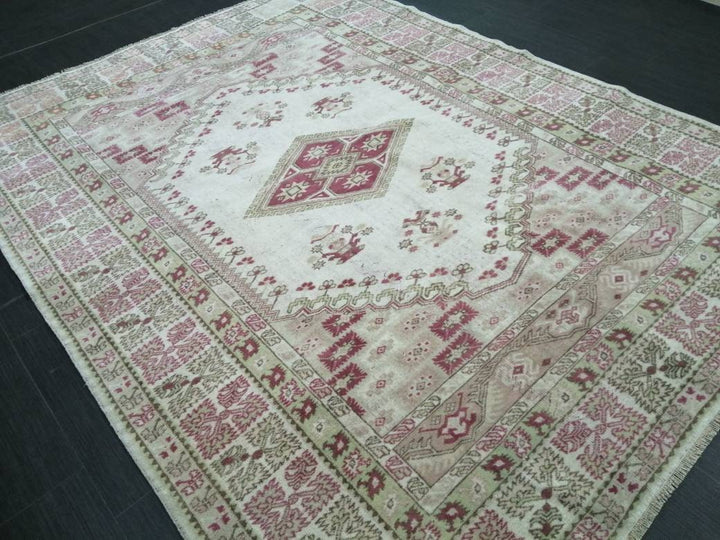 Pink Turkish Oushak Rug 5' 4" x 7' Hand-Knotted