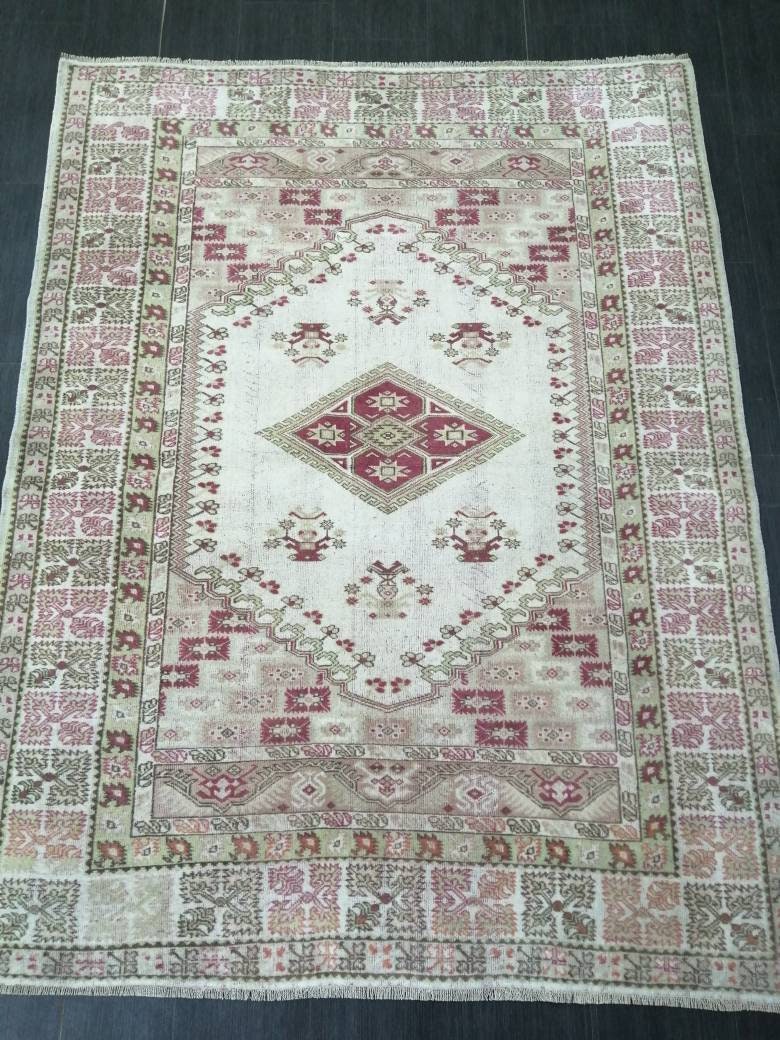 Pink Turkish Oushak Rug 5' 4" x 7' Hand-Knotted view
