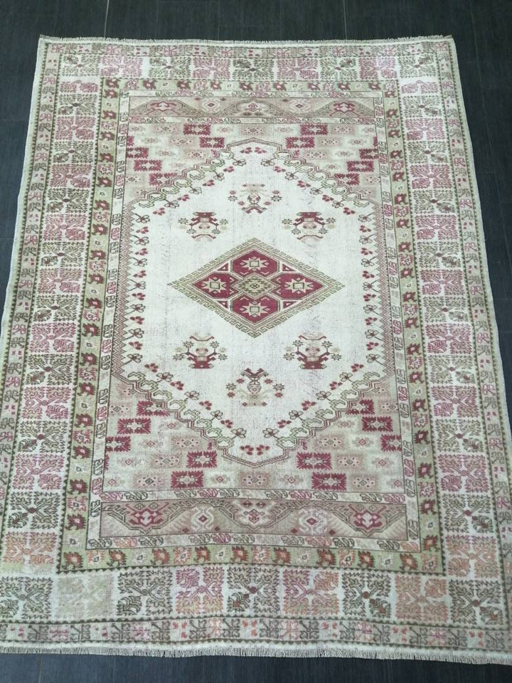 Pink Turkish Oushak Rug 5' 4" x 7' Hand-Knotted view