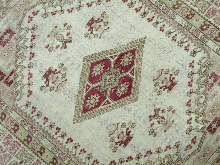 Pink Turkish Oushak Rug 5' 4" x 7' Hand-Knotted reverse