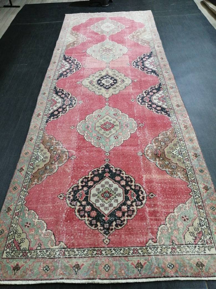 Beige Turkish Runner Rug 4' 3" x 12' Hand-Knotted view