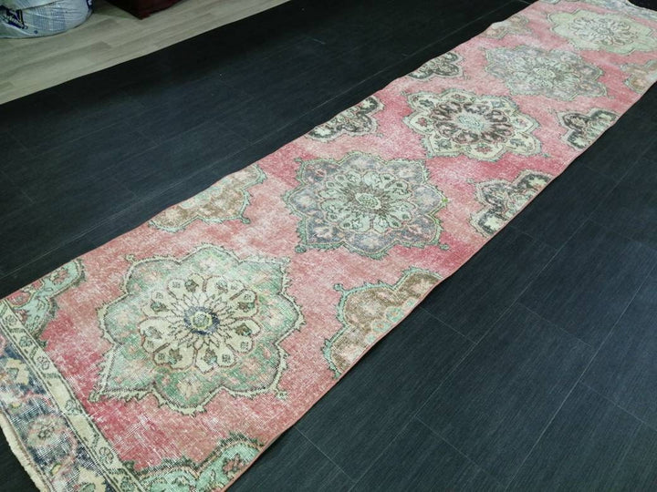 Beige Turkish Runner Rug 2' 10" x 12' 1" Hand-Knotted border
