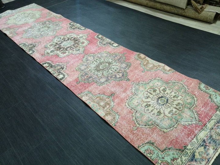 Beige Turkish Runner Rug 2' 10" x 12' 1" Hand-Knotted