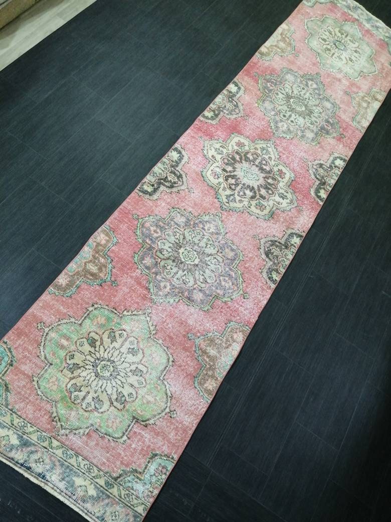 Beige Turkish Runner Rug 2' 10" x 12' 1" Hand-Knotted close-up