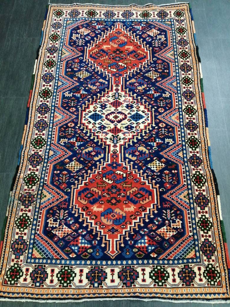 Rust Turkish Runner Rug 3' 7" x 6' 3" Hand-Knotted close-up