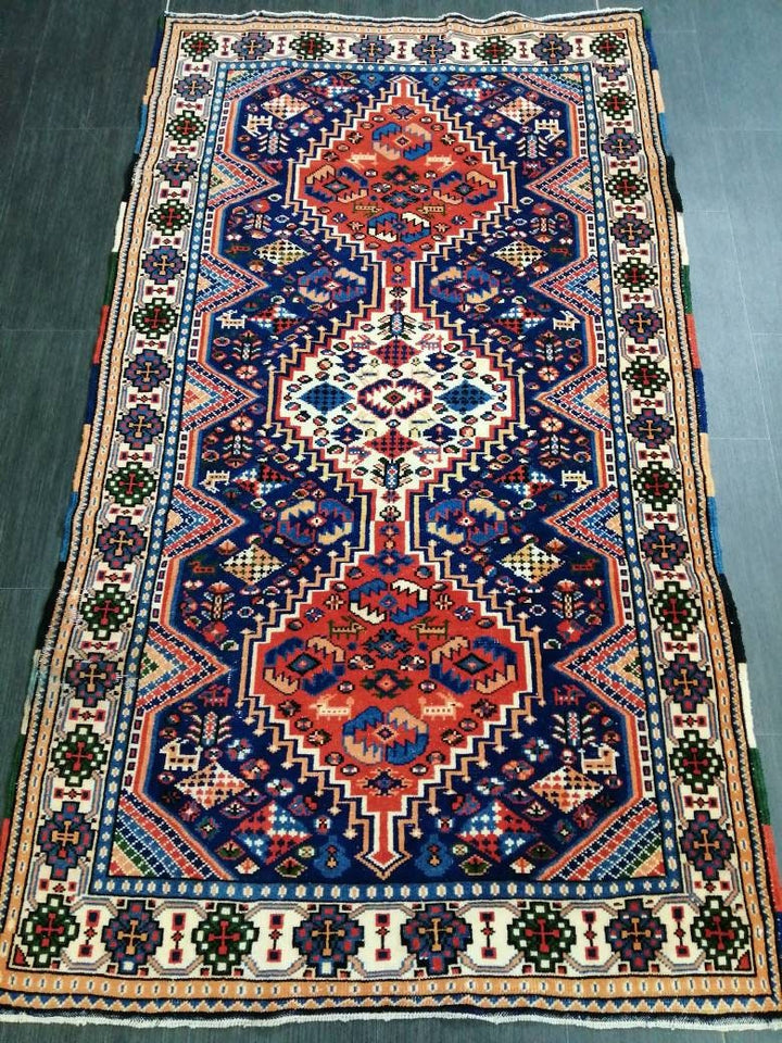 Rust Turkish Runner Rug 3' 7" x 6' 3" Hand-Knotted close-up