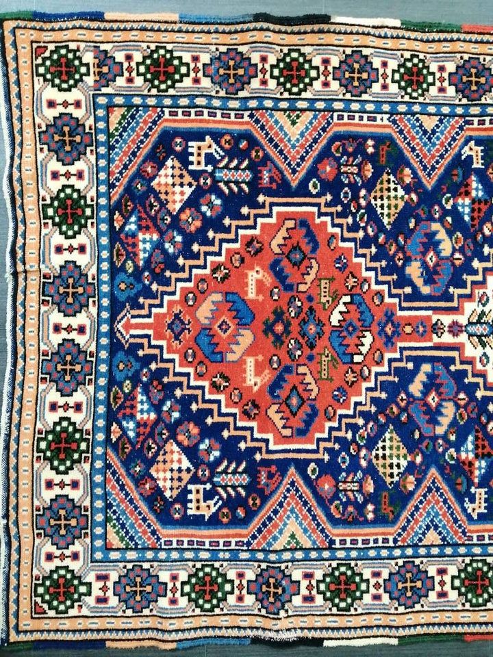 Rust Turkish Runner Rug 3' 7" x 6' 3" Hand-Knotted texture