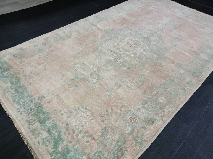 Beige Turkish Runner Rug 4' 11" x 8' 7" Hand-Knotted