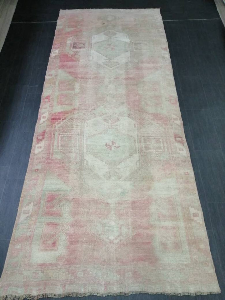 Pink Turkish Runner Rug 4' 9" x 11' 5" Hand-Knotted view