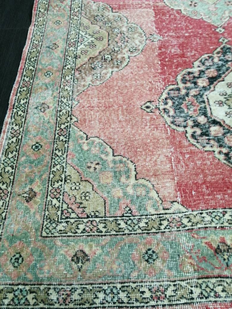 Pink Turkish Runner Rug 4' 9" x 12' 5" Hand-Knotted view